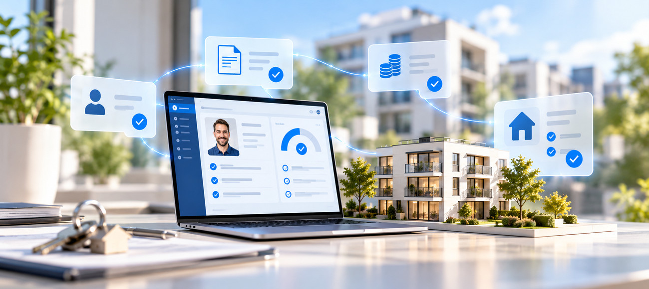 Digital tenant creditworthiness assessment with verified financial data and rental property information.