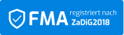Austrian Financial Market Authority FMA registration badge under ZaDiG 2018.
