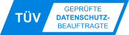 TÜV certified data protection officer badge.