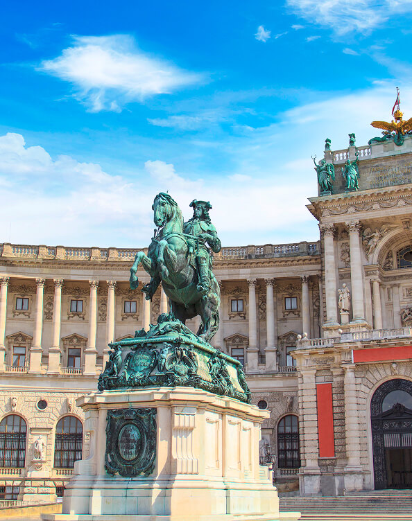 Equestrian statue of Prince Eugene of Savoy in front of the Hofburg Palace in Vienna, representing ID Austria.